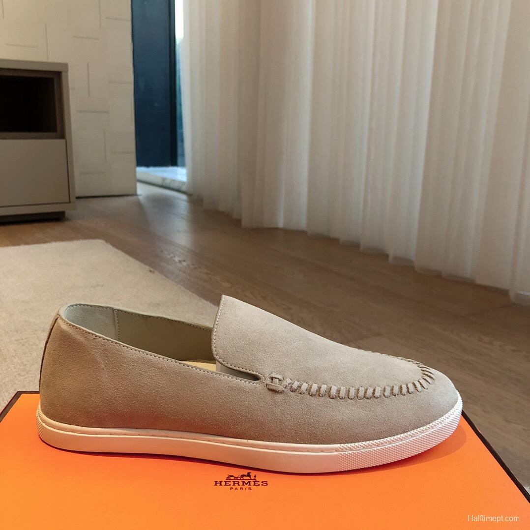 2025 Men Hermès Beige Suede Loafers AS00380