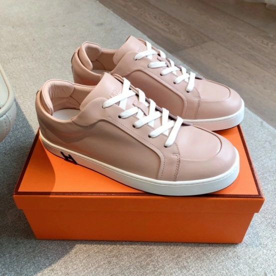 2025 Women Hermès Pink Leather Sneakers AS00380