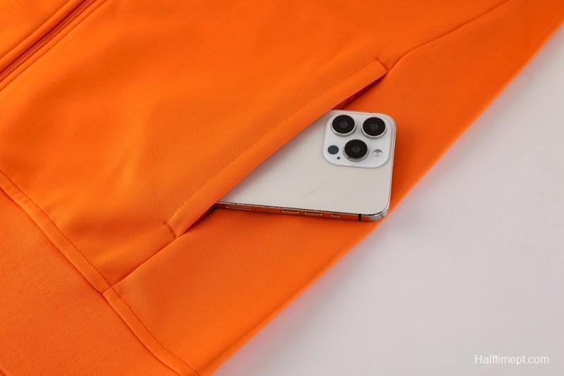 2025 Nike Orange/Black Full Hoodie Zipper Jacket +Long Pants