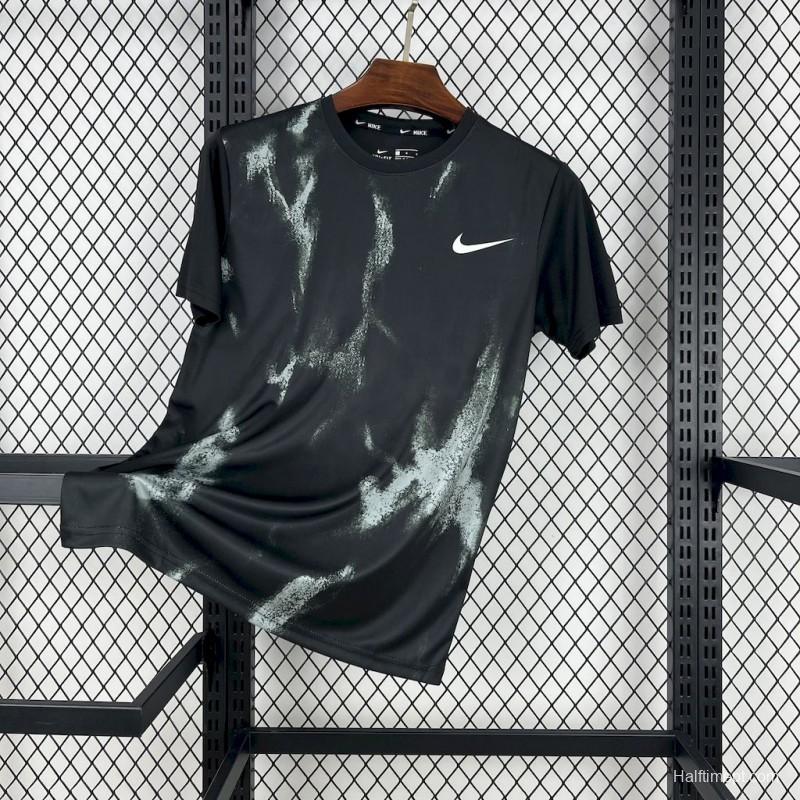 2025 NIKE Training Black with Abstract Paint Pattern T-Shirt #1045