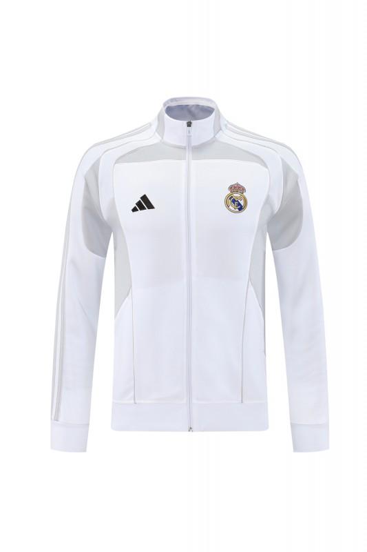 25/26 Real Madrid Grey/White Full Zipper Jacket + Long Pants