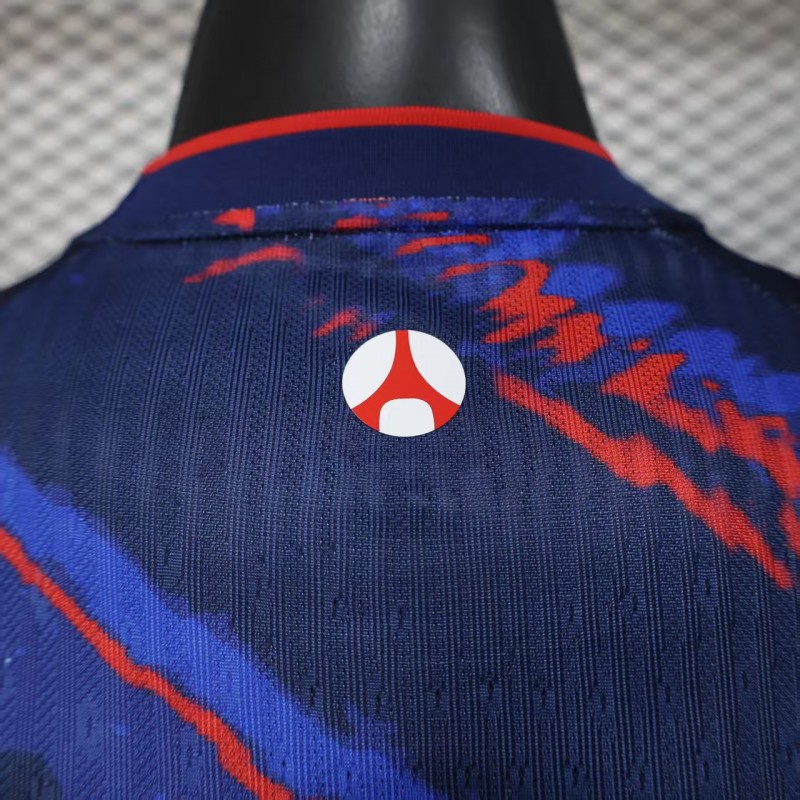 Player Version 25/26 PSG Paris Saint-Germain Blue with Red Lightning Pattern Jersey