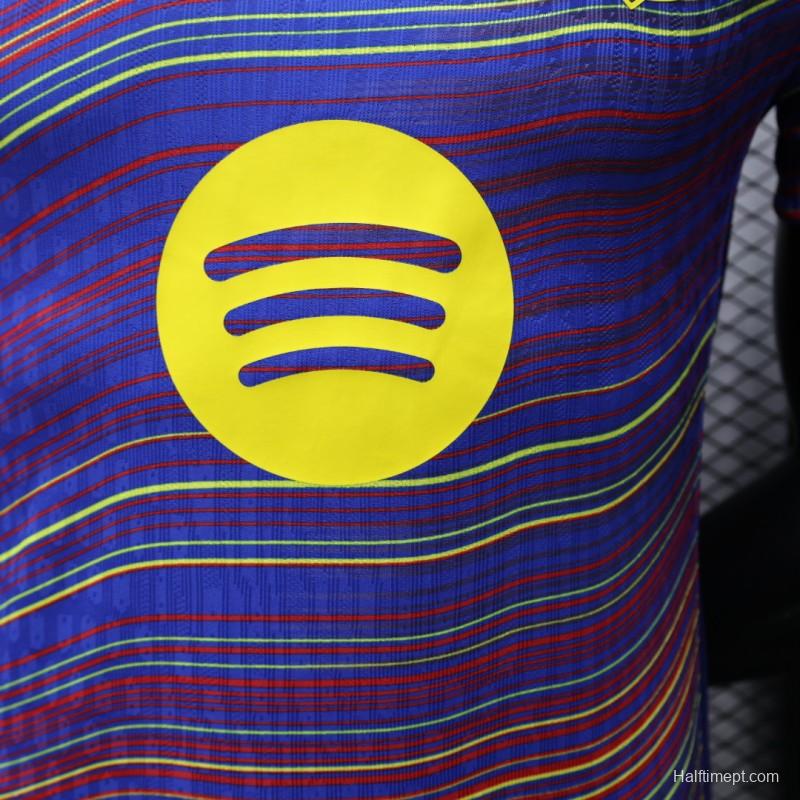 Player Version 25/26 FC Barcelona Blue with Colorful Wave Stripes Jersey