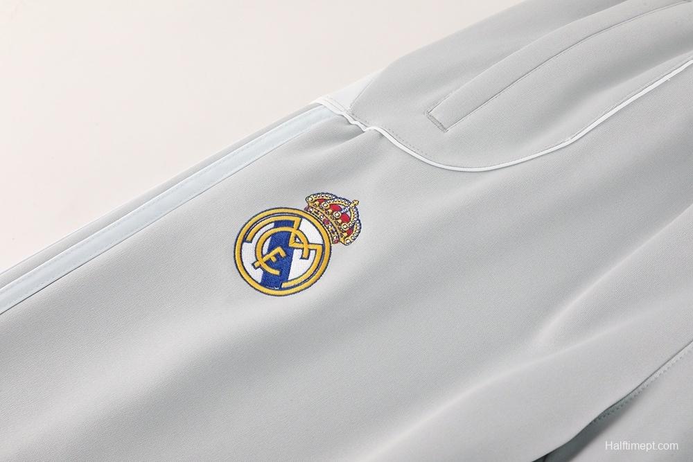 25/26 Real Madrid Grey Full Zipper Jacket + Long Pants