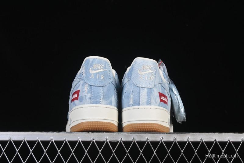 Nike Air Force 1 '07 Low Levi's White Light Blue Casual Sneakers - YF9511-814