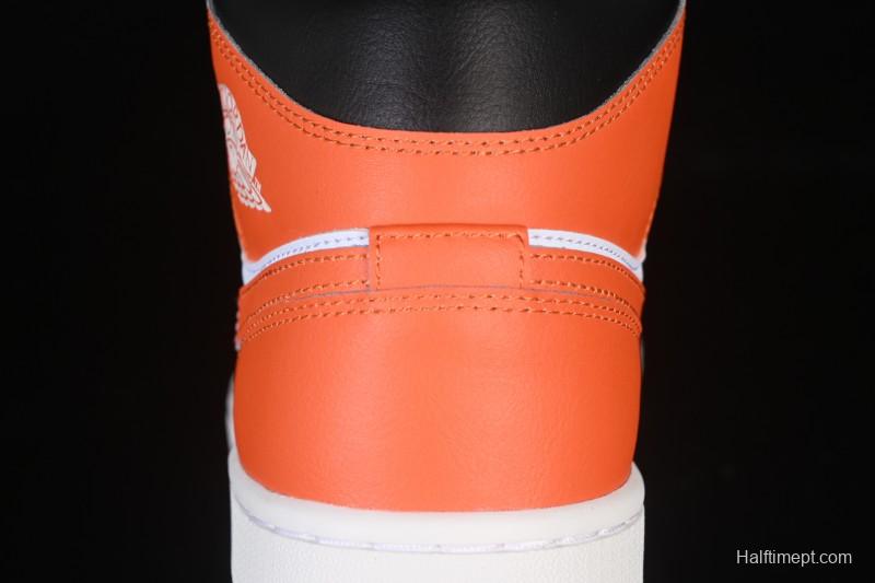 Nike Air Jordan 1 Mid AJ1 Black White Orange - DQ8426-801