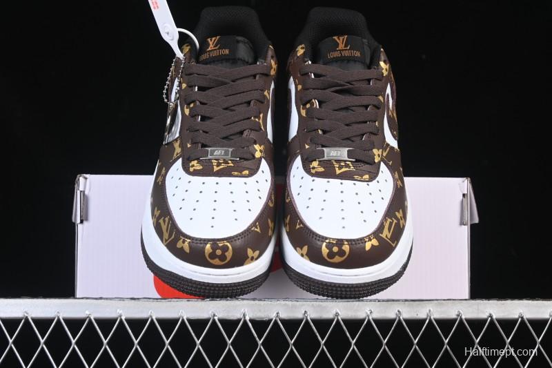 Nike Air Force 1 '07 Low LV Collaboration Classic White Brown Casual Sneakers - CZ3986-004