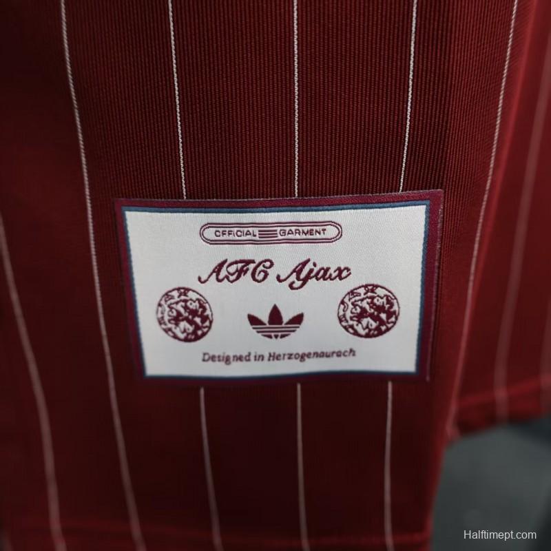 Player Version 25/26 Ajax Wine Adidas Original Casual Jersey