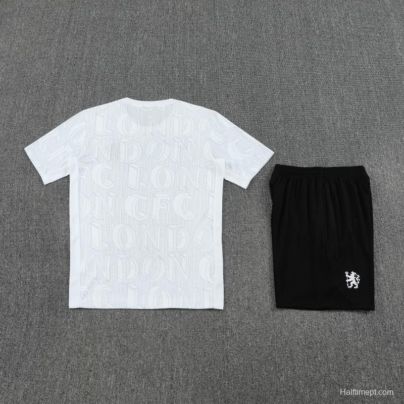 25/26 Chelsea White Short Sleeve Jersey+Shorts