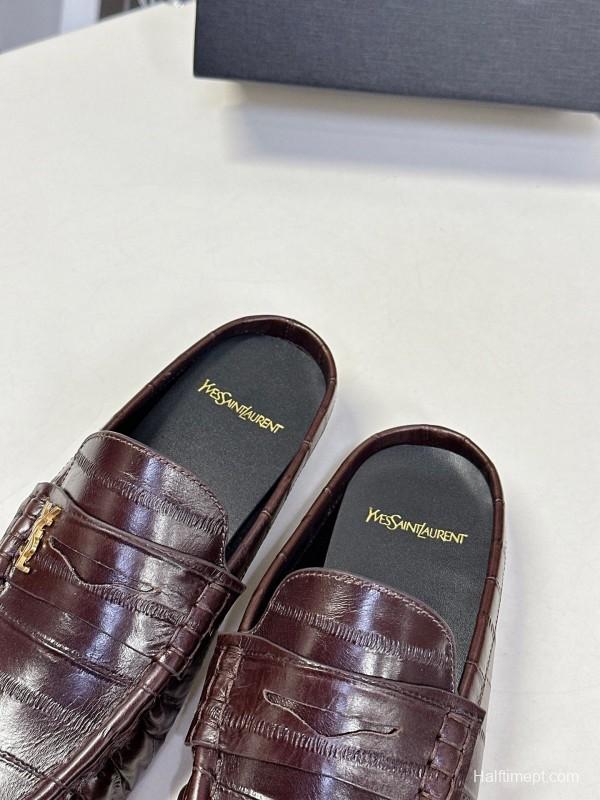 Saint Laurent 2025 SS Classic Loafer Mule Flats - KFY00320