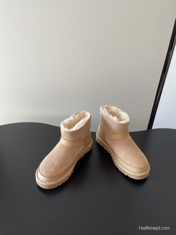 UGG 4512 Latest Buckle Flat Sole Premium Wool Anti-Slip Snow Boots - AS00290