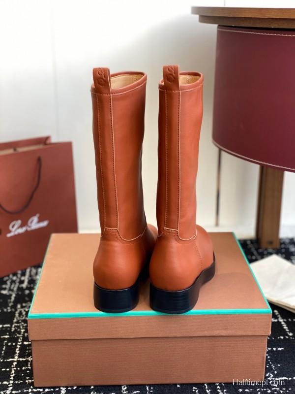 Brunello Cucinelli Classic Spring BC Calfskin High Top Thick Sole Riding Boots Long Boots - KFY00450