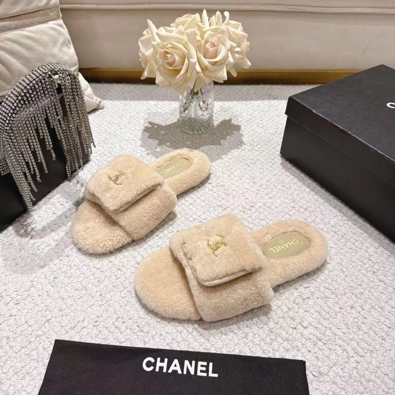 Chanel 2025/SS Slingback Lock Buckle Butterfly Fur Slippers - LY00250