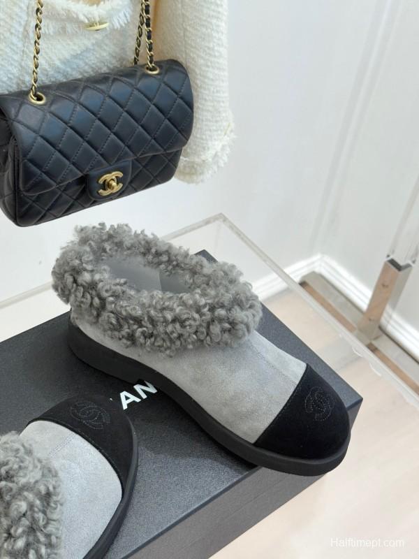 Chanel 2025/SS Double C Color-Block Shearling Snow Boots - KFY00270