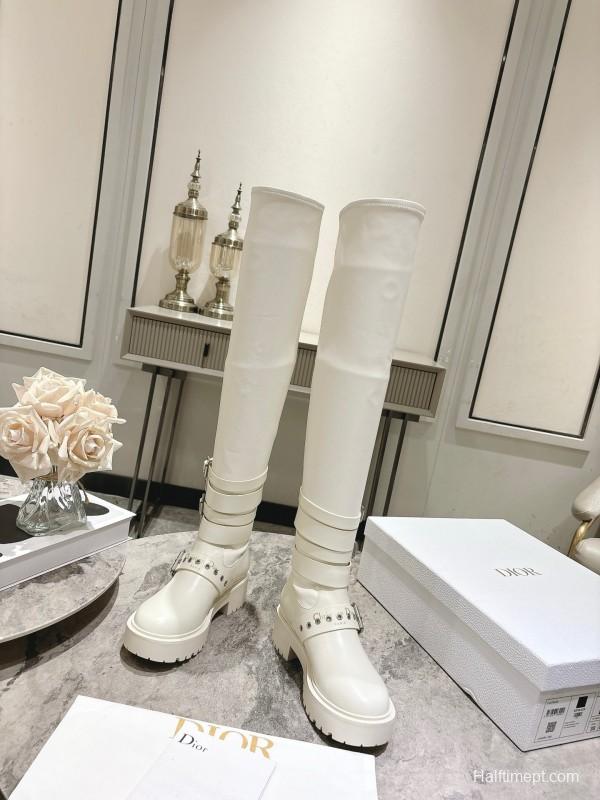 Dior 2025/SS Punk Strap Knee High Boots - KFY00500