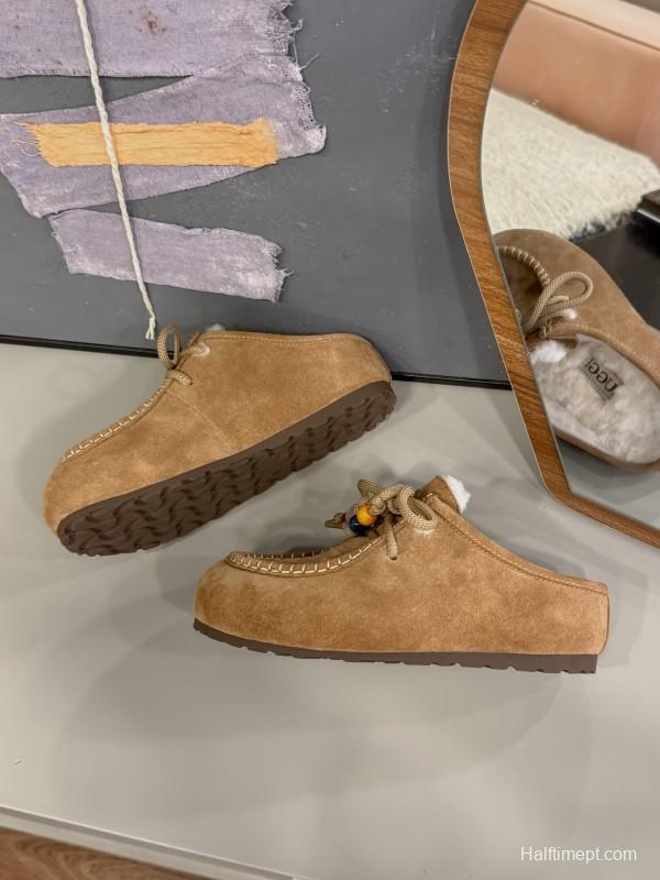 UGG 2025 Spring/Summer Collection Cozy Wool Slippers with Retro Buckle - KFY00240