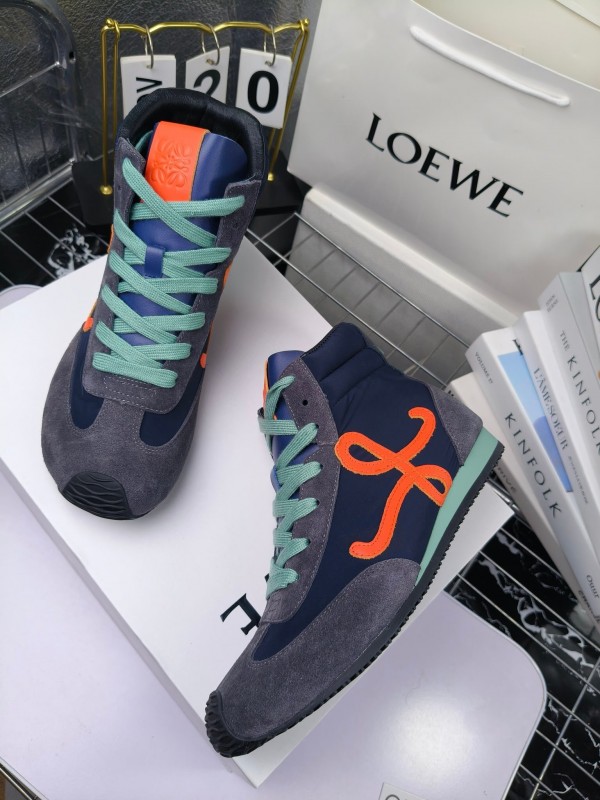 LOEWE High-Top German Training Sneakers Retro Fashion Casual White Shoes - LY00330