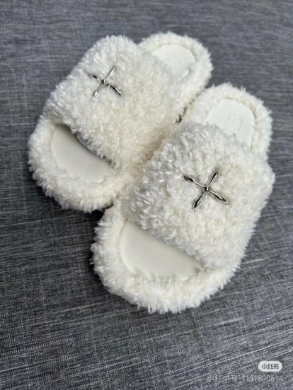 Adidas 2025 SS SMFK Fur Slippers Latest Popular Cross Pattern - KFY00230