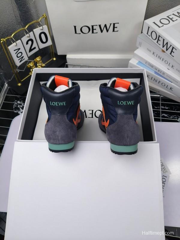 LOEWE High-Top German Training Sneakers Retro Fashion Casual White Shoes - LY00330