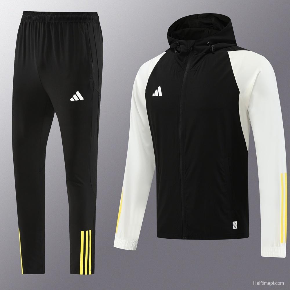 2025 Adidas Black White Half Zipper Jacket+Long Pants S-2XL