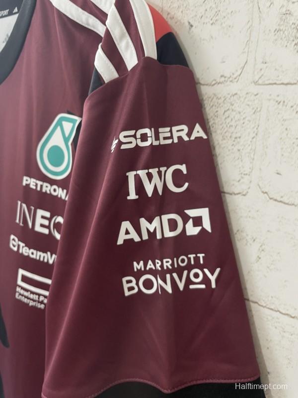 25/26 F1 Mercedes-AMG Petronas Burgundy with Black Floral Pattern Special Edition Jersey
