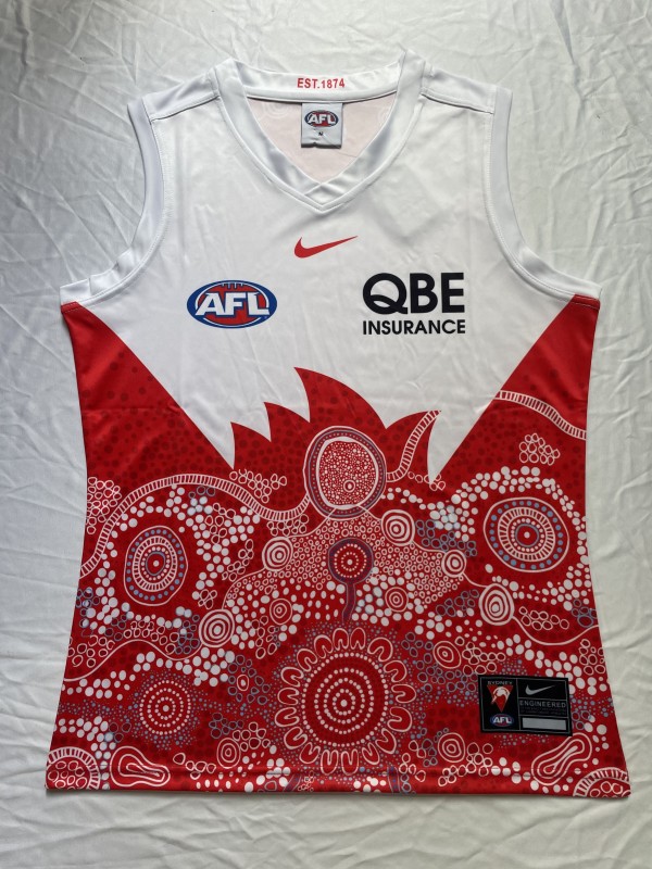 25/26 Sydney Swans White with Red Aboriginal Art Jersey
