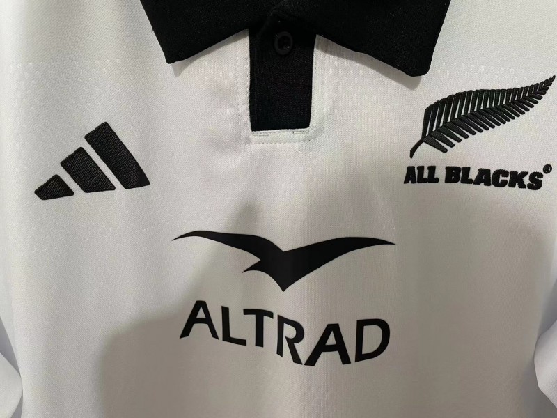 2026 New Zealand All Blacks White with Black Collar Jersey