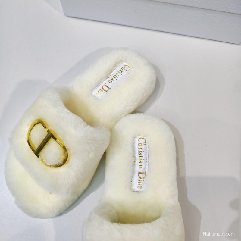 Dior Metal Buckle Wool Slippers Collection - LY00280