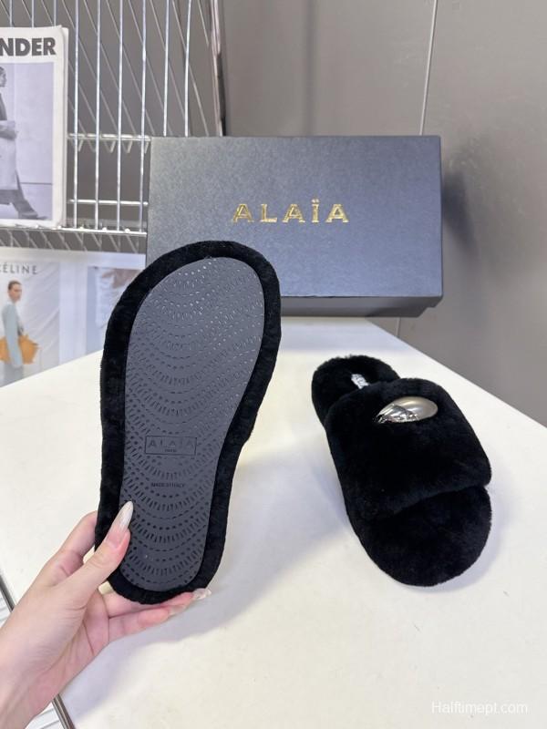 Alaïa Fall/Winter 2025 Fur Slippers - KFY00230