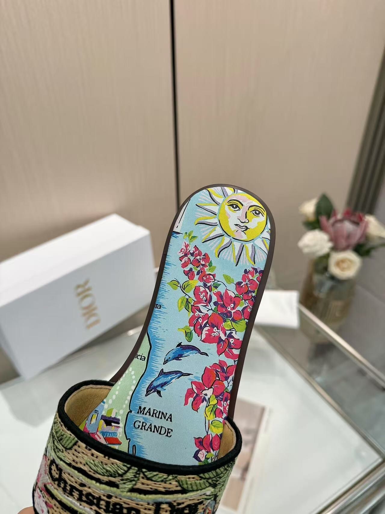 Dior 2025/ss Embroidered Monogram Slippers with Sheepskin Lining - LY00200/LY00240