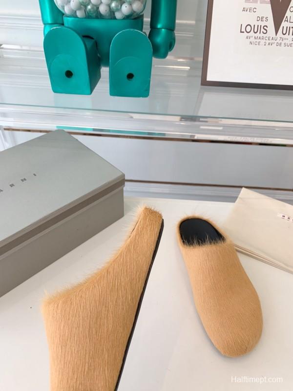 Marni 2025/SS Mule Shoes with Pony Hair Design - LY00