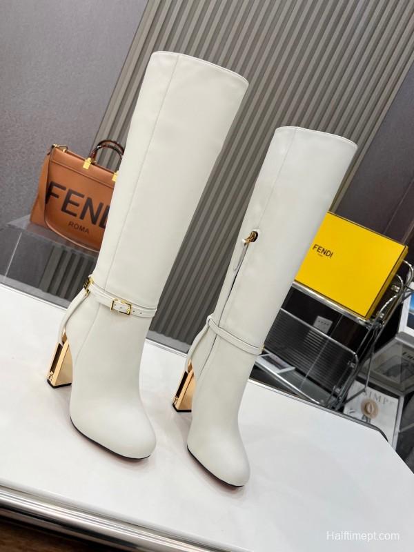 FENDI Delfina Round Toe Boots with FF Buckle - LY00520