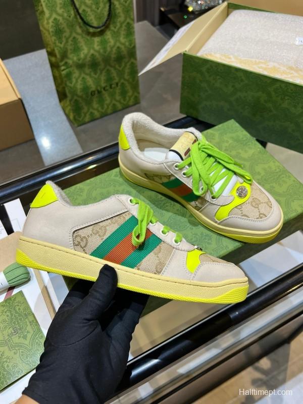 Gucci Distressed Sneakers 2025 SS Retro Design with Metal GG Logo - AS00270