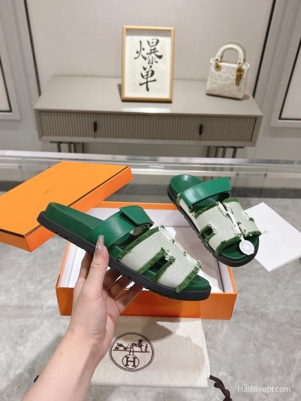 H Sandals 2025SS Fringe Slides with Platform - LY00270