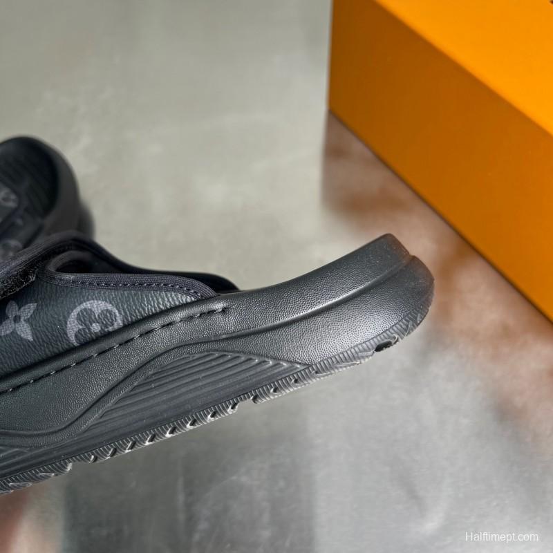 Louis Vuitton Miami Mule Slip-On Sandals with Hook-and-Loop Fastener - YC