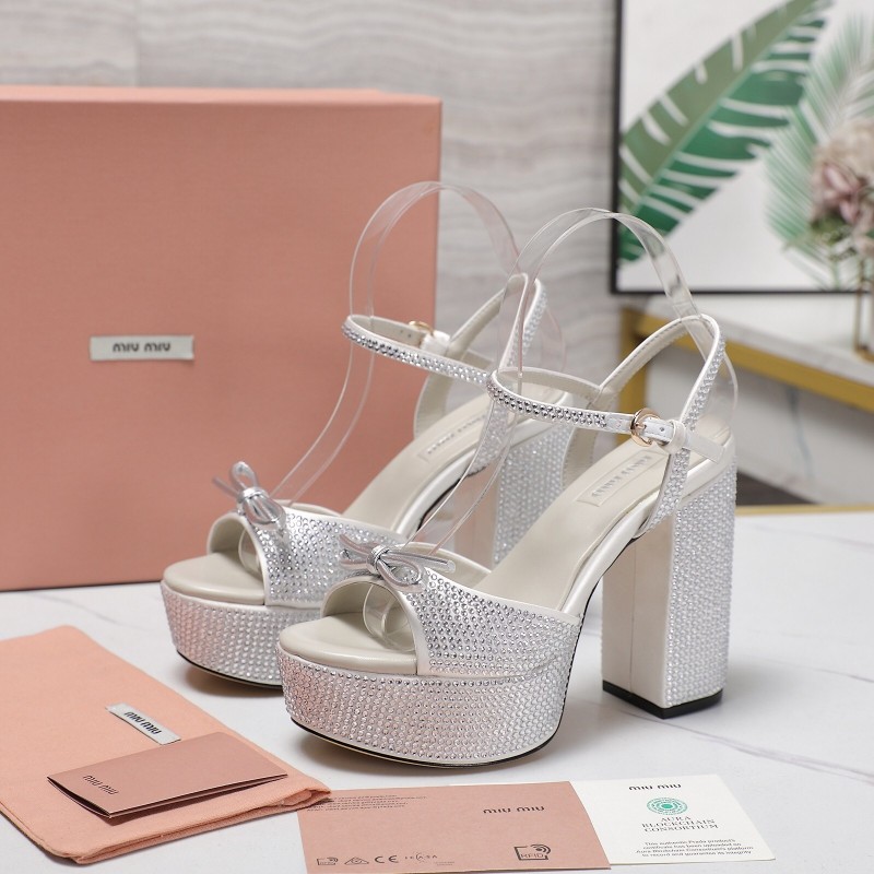 MIUMIU Bling Bling Swarovski Crystal Sandals with 11.5cm Heel - KFY00340