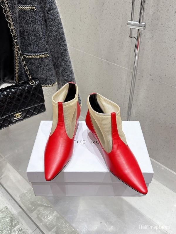 THEROW 2025SS French Retro Minimalist Style Mesh Kitten Heel Sandals - KFY00320