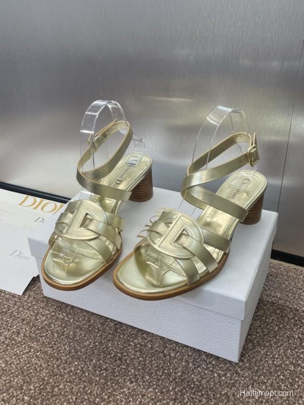 Dior D-Club Jelly Color Hollow Layered Cross Strap Mid Heel Women Shoes - KFY00290