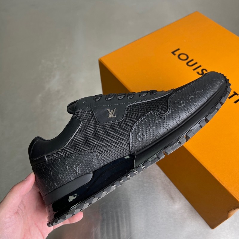 Louis Vuitton 2025 SS Run Away Calfskin Leather Round Toe Lace-Up Low Top Casual Lifestyle Shoes for Men - YC