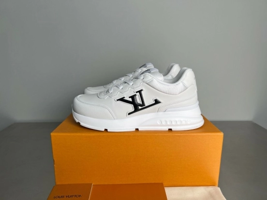 Lv Classic Leather Round Toe Lace-Up Low Top Casual Shoes - YC