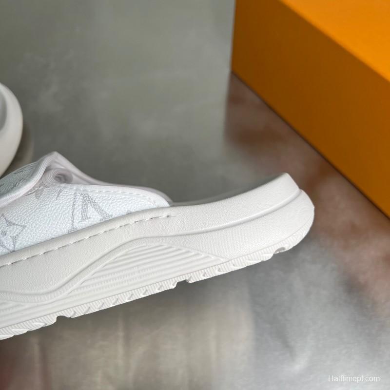 Louis Vuitton Miami Mule Slippers with Hook and Loop Closure - YC