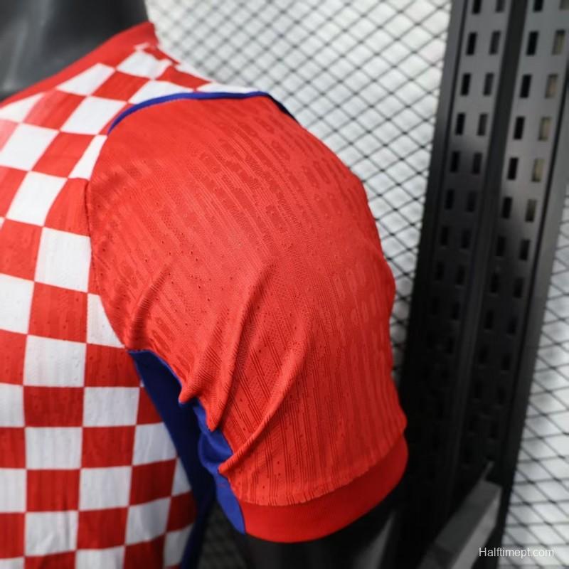 Player Version 2026 Croatia Home Red and White with Checkerboard Pattern Jersey