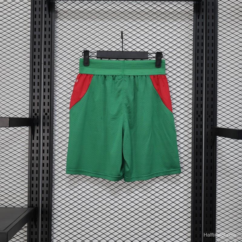 2026 Player Version Morocco Green with Red Side Panels Shorts