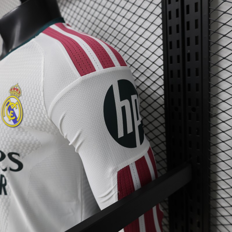 Player Version 26/27 Real Madrid White with Burgundy Stripe Long Sleeve Home Jersey