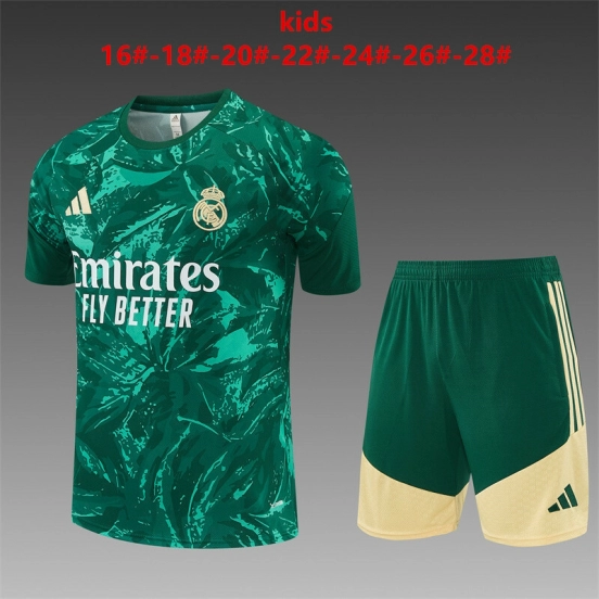 26/27 Kids Real Madrid Green Camouflage  Short Sleeve+Soccer Shorts