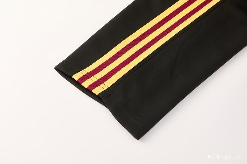 2026/27 AS Roma Burgundy & Gold Full Zipper Jacket Tracksuit +Black  Long Pants