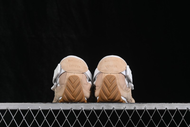 Bottega Veneta Orbit Flash Suede Round-Toe Mary Jane Flat Shoes with Hook-and-Loop Strap in Straw Yellow and Mist Grey - AJE5