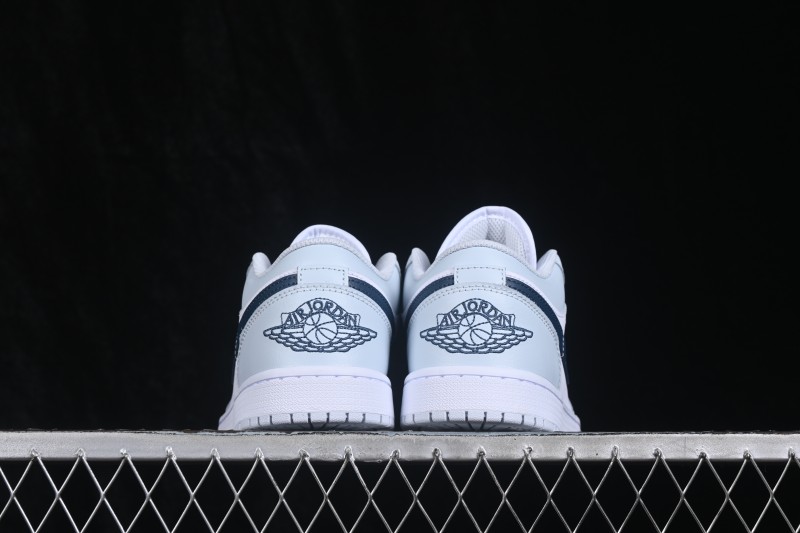 Nike Air Jordan 1 Low Retro Basketball Shoes with White Grey Blue Accents - 553558-400
