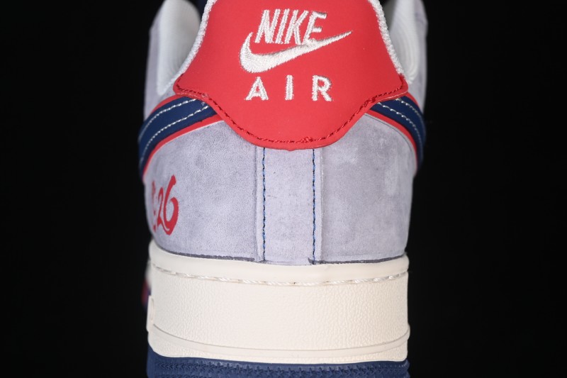 Nike Air Force 1 '07 Low Basketball Sneakers with Red and Blue Color Contrast - HT5088-625