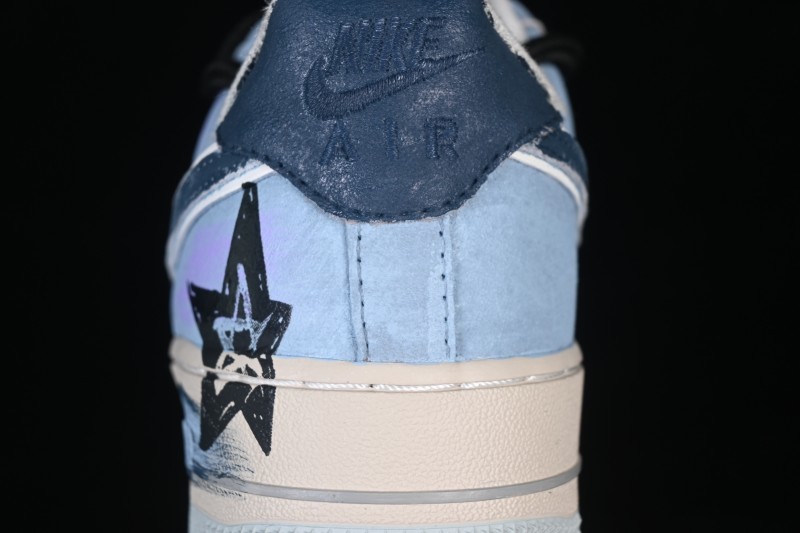 Nike Air Force 1 '07 Low 'Midnight Starburst' Hand-Painted Graffiti Sneakers with Retro Worn Aesthetic - ZB2121-120